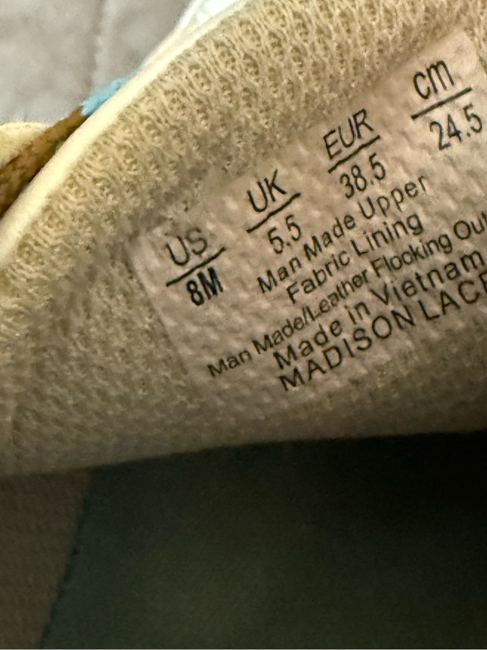 Dr. Scholl's White Sneakers with Blue and Brown Laces and Red Heel - Picture 6 of 12